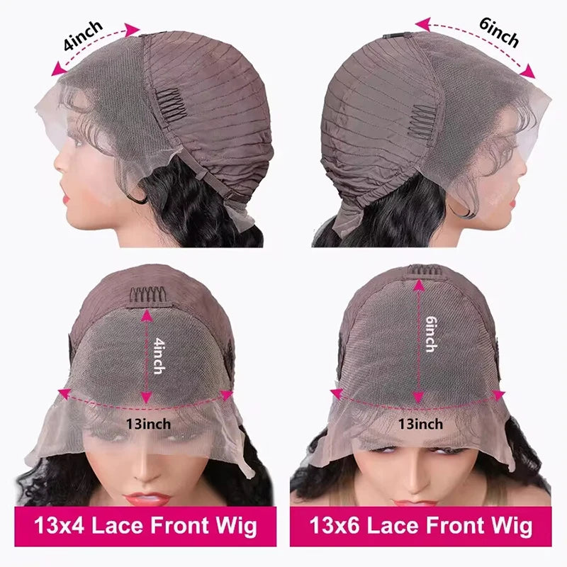 Deep Wave 13x6 Trasparent Lace Front Wigs Human Hair for Women Water Curly Wigs Pre Plucked with Baby Hair Wet and Wavy Wigs