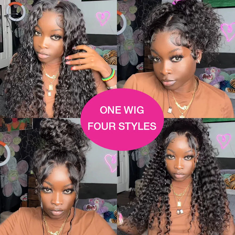 250 Density Invisible Strap Curly 360 Full Lace Front Human Hair Wig 30 Inch Water Wave Lace Frontal Wig Glueless Wig Human Hair