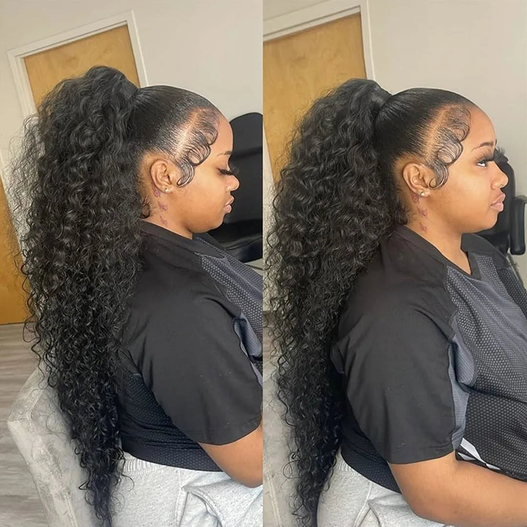 250 Density Invisible Strap Curly 360 Full Lace Front Human Hair Wig 30 Inch Water Wave Lace Frontal Wig Glueless Wig Human Hair