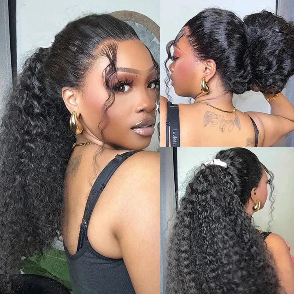 250 Density Invisible Strap Curly 360 Full Lace Front Human Hair Wig 30 Inch Water Wave Lace Frontal Wig Glueless Wig Human Hair