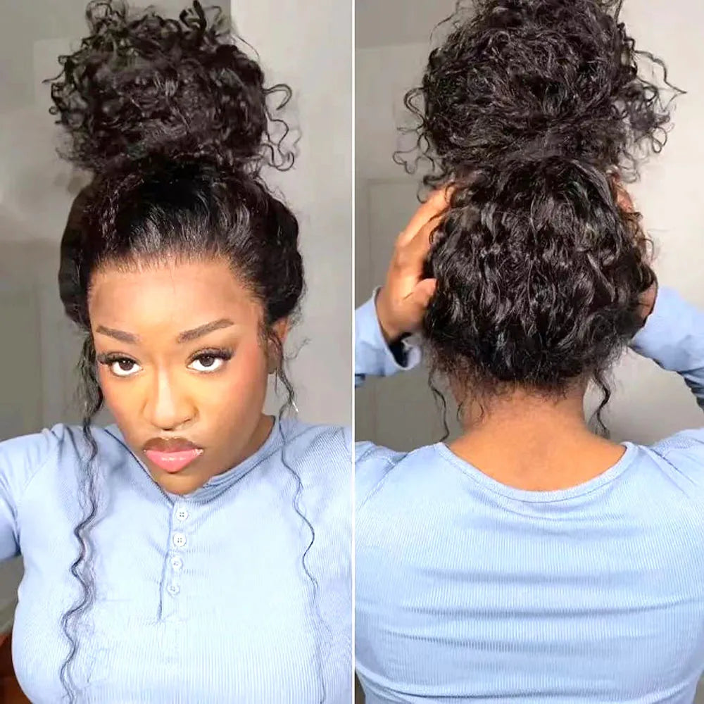 250 Density Invisible Strap Curly 360 Full Lace Front Human Hair Wig 30 Inch Water Wave Lace Frontal Wig Glueless Wig Human Hair