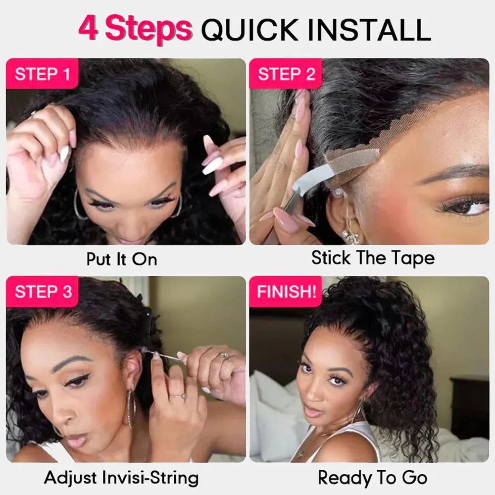 250 Density Invisible Strap Curly 360 Full Lace Front Human Hair Wig 30 Inch Water Wave Lace Frontal Wig Glueless Wig Human Hair