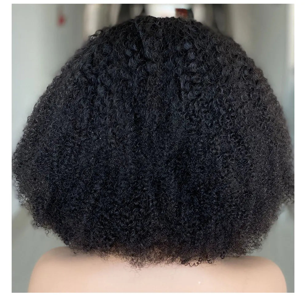 Afro Kinky Curly Wig Silk Headband Wig Human Hair for Women 180% Glueless Wigmy Curly Human Hair Wig Brazilian Hair Half Wig