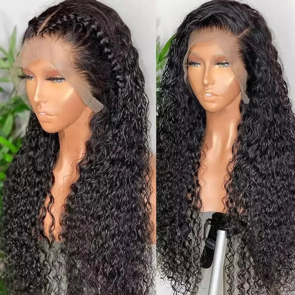 Nicelight Water Wave Transparent 13x6 Lace Frontal Wigs 30 Inch Brazilian Remy Pre Plucked Human Hair Wigs Curly Lace Front Wig