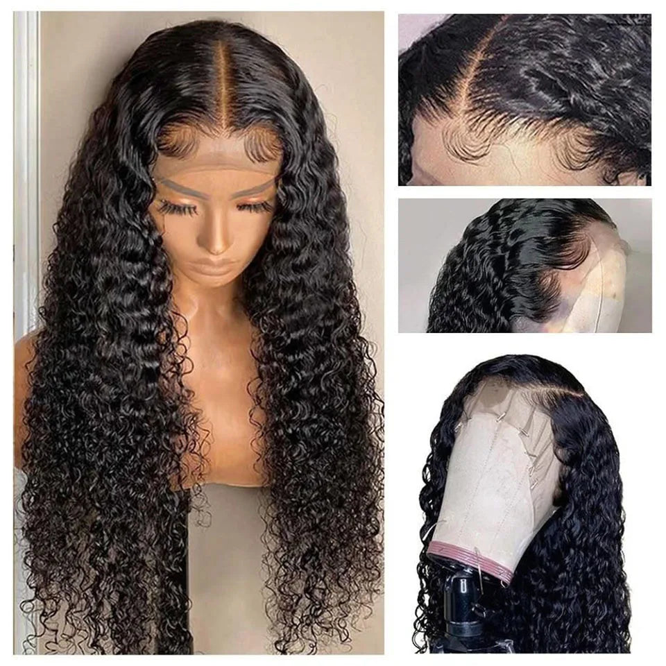 Nicelight Water Wave Transparent 13x6 Lace Frontal Wigs 30 Inch Brazilian Remy Pre Plucked Human Hair Wigs Curly Lace Front Wig
