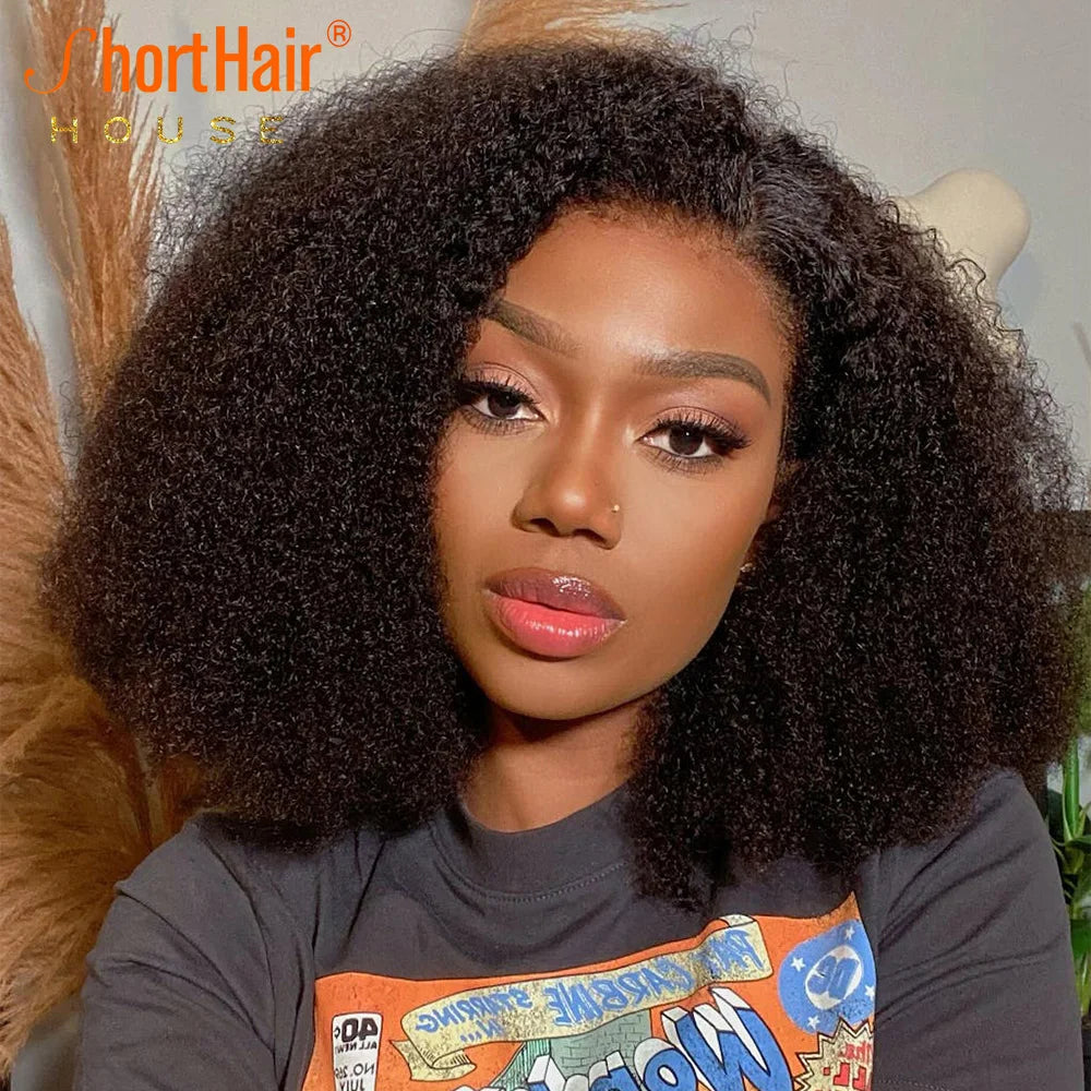 Afro Kinky Curly Human Hair Brazilian 4x4 5x5 HD Lace Closure Human Hair 13x4Transparent Lace Frontal 130Density Hair Extensions