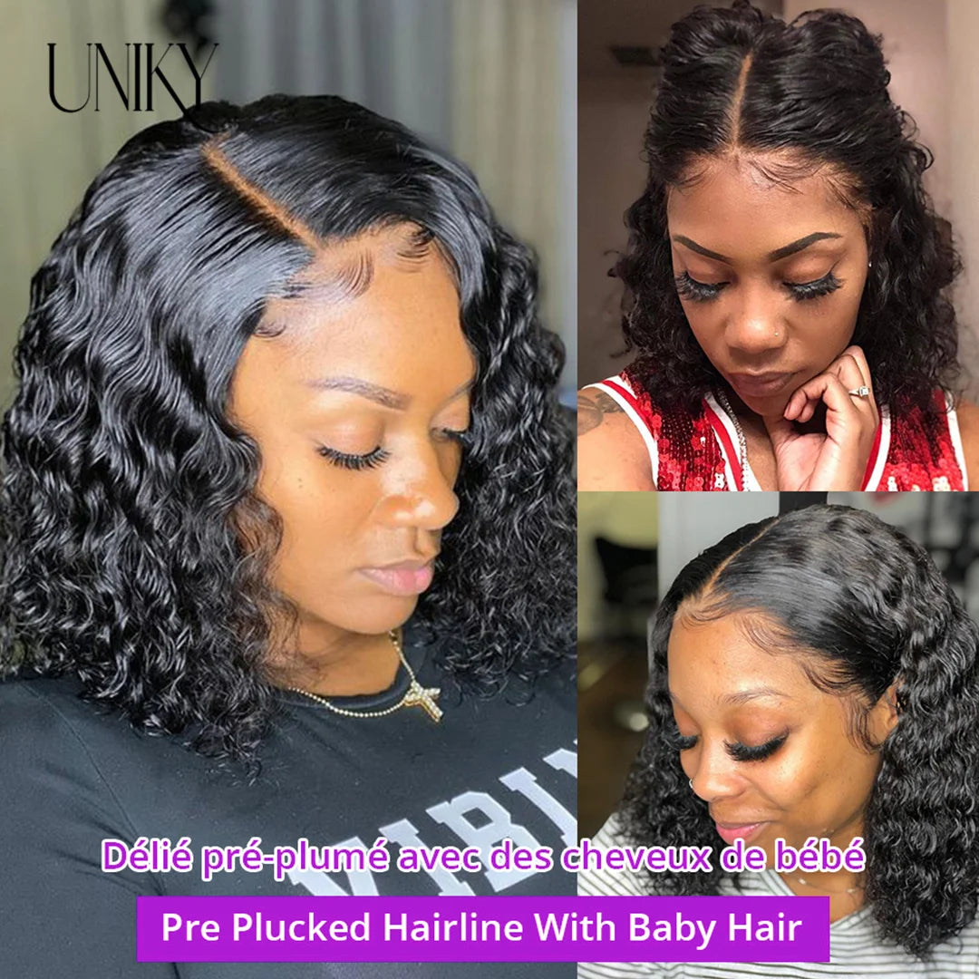 Short Bob Wig Lace Front Human Hair Wigs Deep Wave 13x4 Lace Frontal Wig Short Water Curly 4x4 Lace Closure Deep Curly Bob Wig