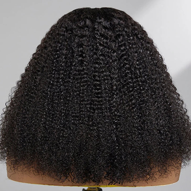 350% Density Fluffy Afro Kinky Curly Human Hair Wigs 13x4 Transparent Lace Frontal Wig Virgin Hair 4x4 Closure Wig Natural Color