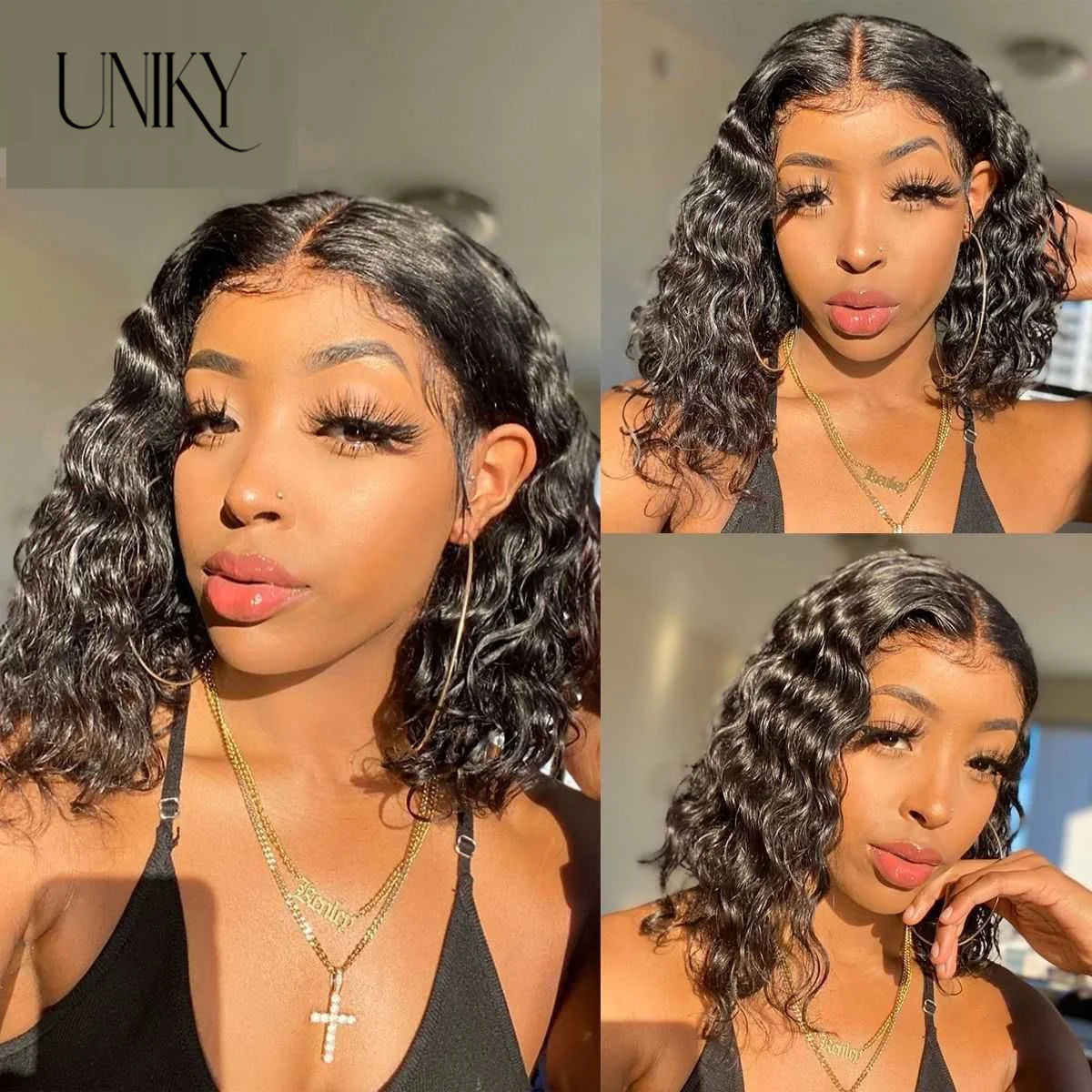Short Bob Wig Lace Front Human Hair Wigs Deep Wave 13x4 Lace Frontal Wig Short Water Curly 4x4 Lace Closure Deep Curly Bob Wig