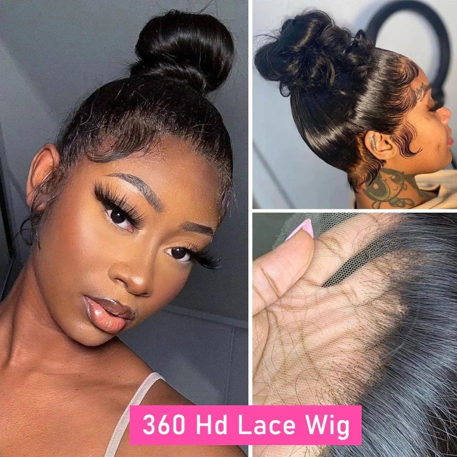360 Transparent Lace Frontal Wigs Pre Plucked Brazilian Remy Straight 13X4 Lace Front Human Hair Wigs For Black Women Bling Hair