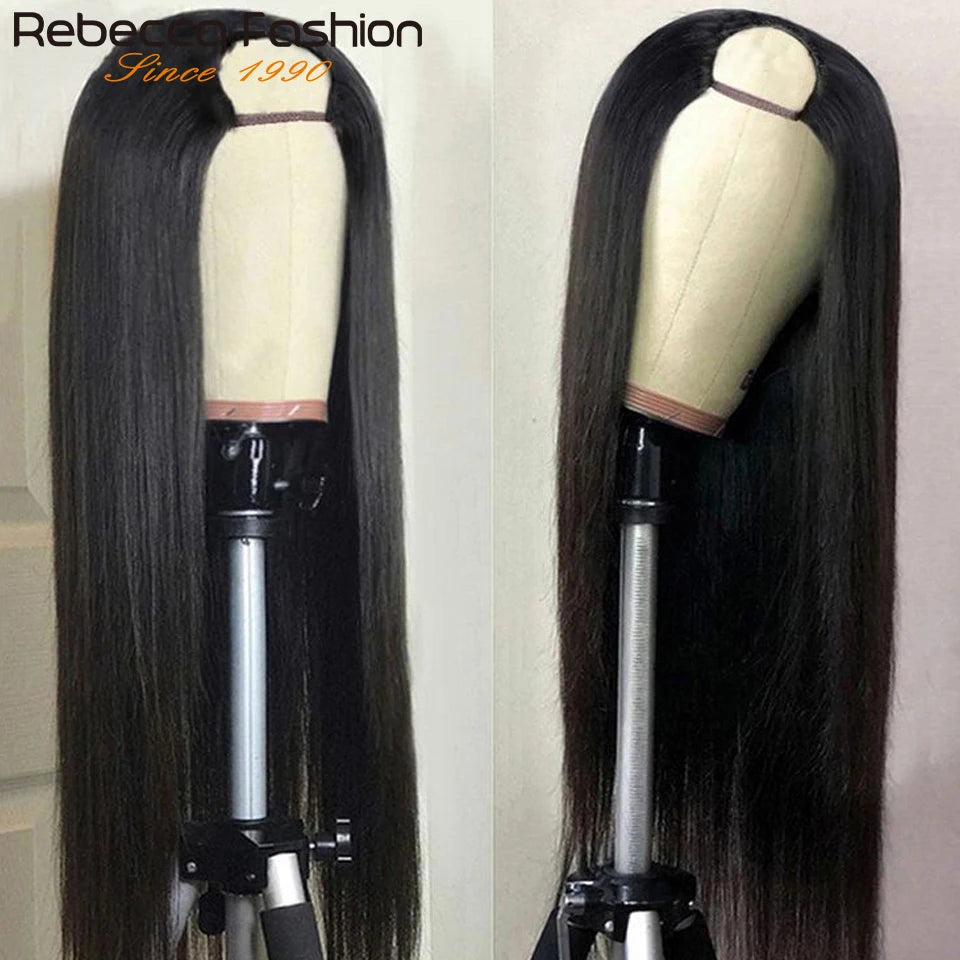 Rebecca Straight Hair U Part Human Hair Wigs For Women Natural Black Brown Brazilian Straight Human Hair V Part Wigs U Shape Wig