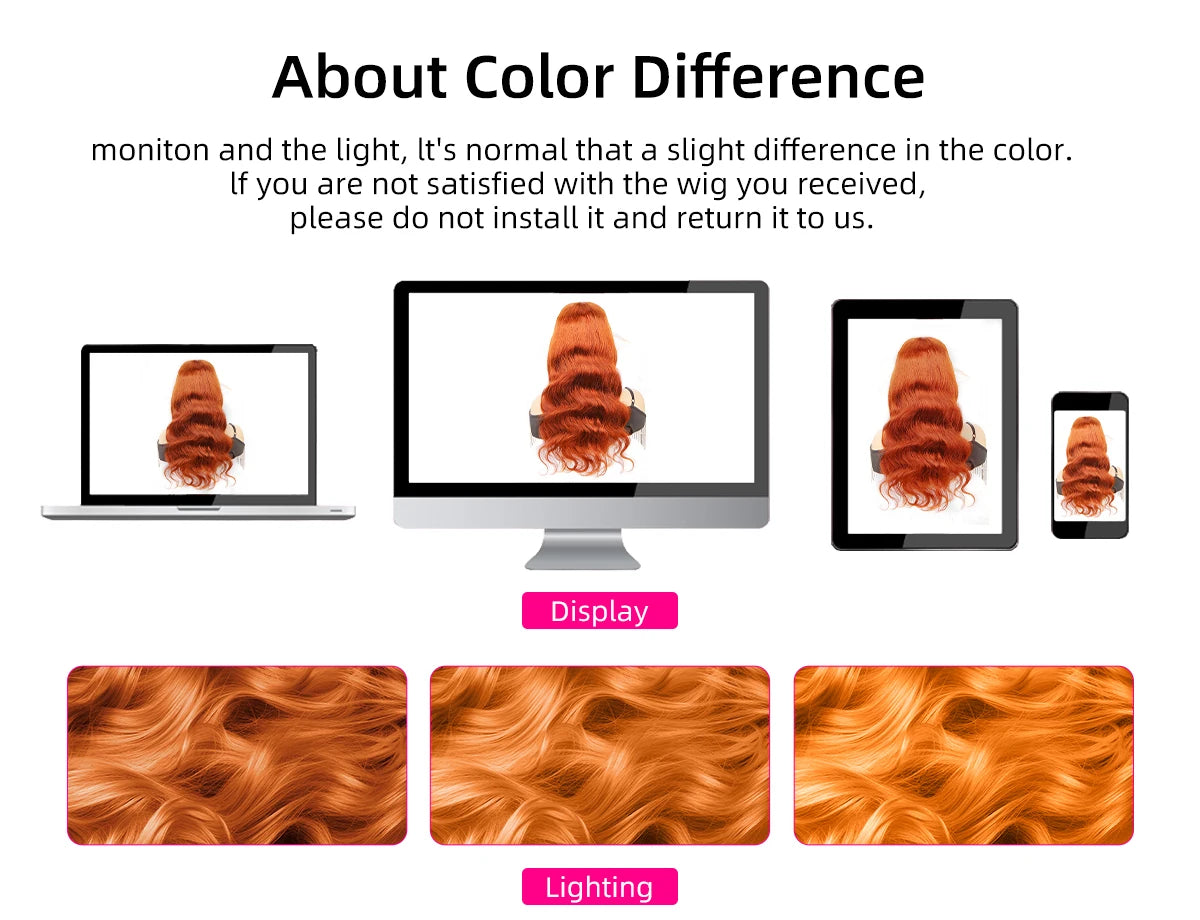 Ginger Orange 13x6 HD Lace Front Wigs Human Hair Bone Body Wave 13x4 Human Hair Lace Frontal Wigs Transparent Lace Wig For Women