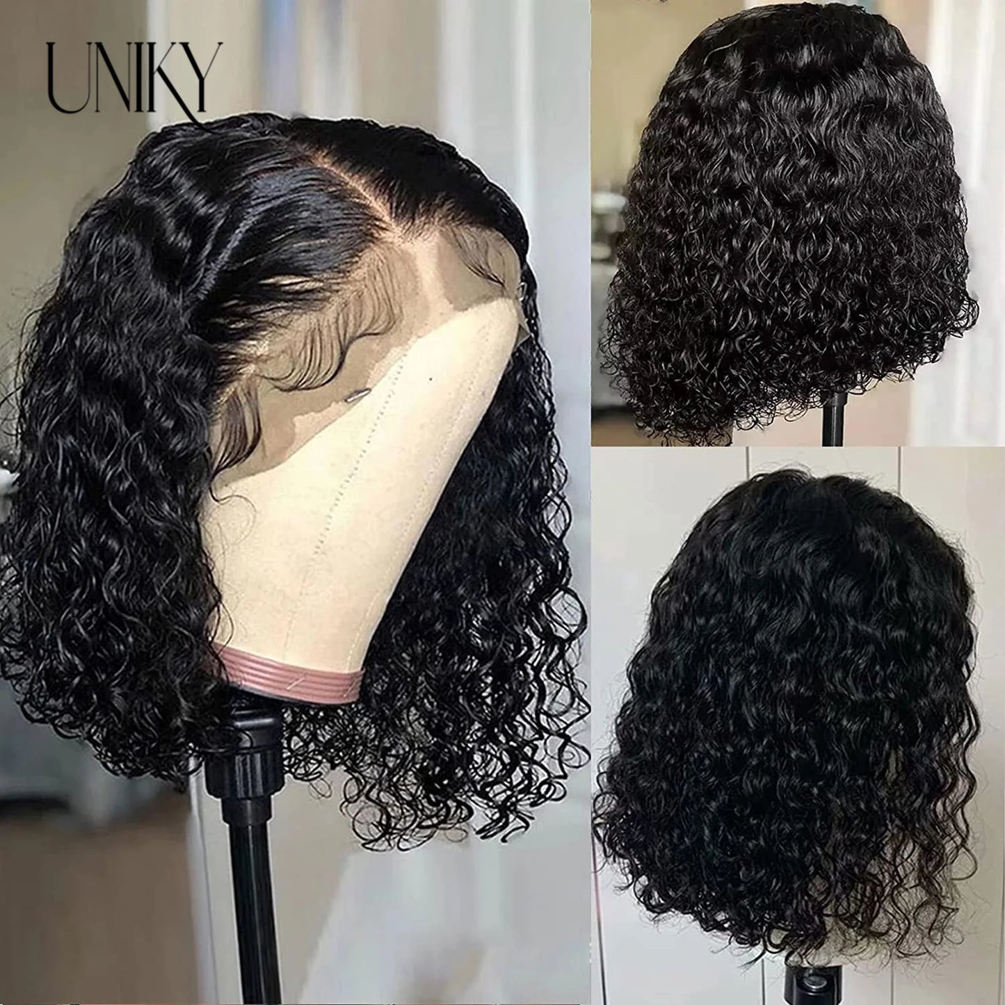 Short Bob Wig Lace Front Human Hair Wigs Deep Wave 13x4 Lace Frontal Wig Short Water Curly 4x4 Lace Closure Deep Curly Bob Wig