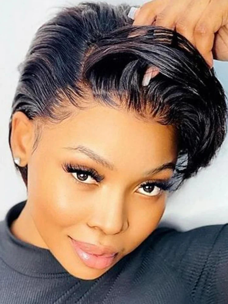 Short Pixie Straight Bob Human Hair L Lace Wigs For Women Brazilian Remy Hair Glueless Ombre 613 Colored Cheap Wigs