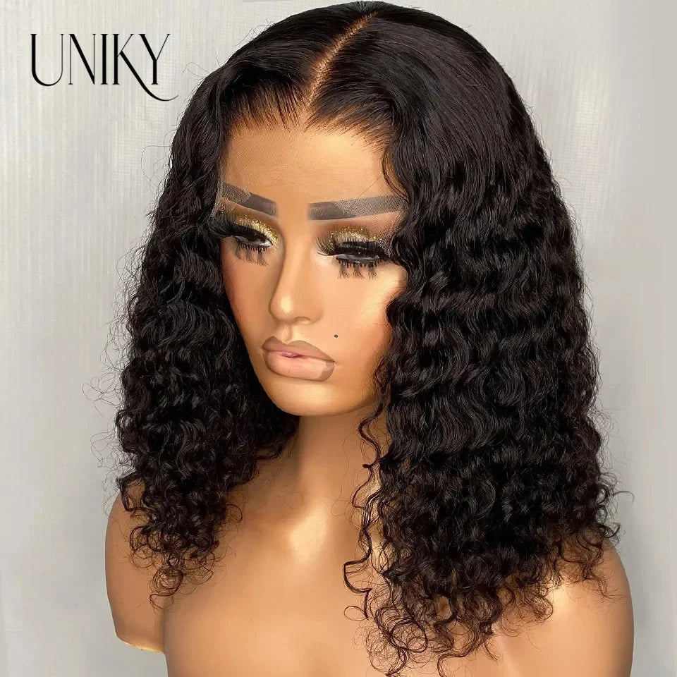 Short Bob Wig Lace Front Human Hair Wigs Deep Wave 13x4 Lace Frontal Wig Short Water Curly 4x4 Lace Closure Deep Curly Bob Wig