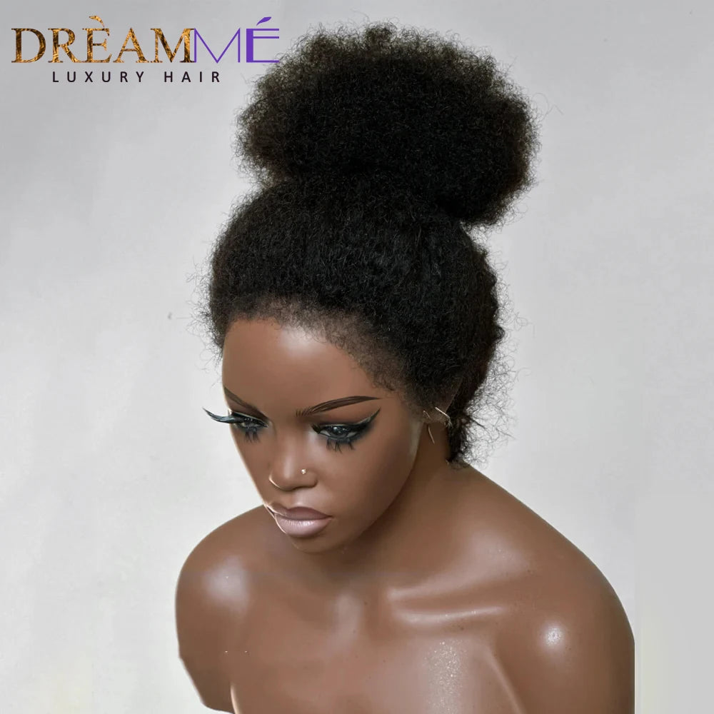 Afro Curly 360 Lace Wigs For Women Peruvian Remy Human Hair Kinky Curly 13x4 Lace Front Human Hair Wigs With 4c Kinky Hairline