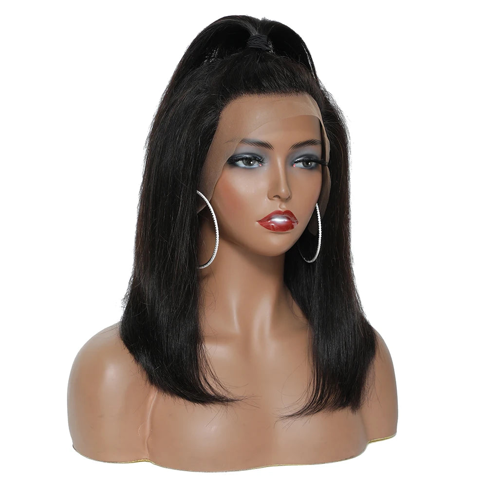 13x4 Lace Front Human Hair Wig Transparent Lace Frontal Wigs For Black Women Short Bob Wig Glueless Remy Straight Natural Wig