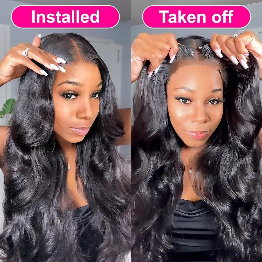 Glueless Wigs Human Hair Pre Plucked Pre Cut Wear Go 5x5 Body Wave HD Lace Closure Wigs Ready to Wear Bleached Knots 200%