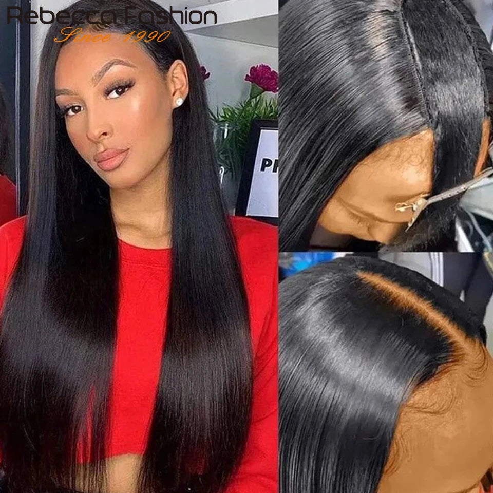 Rebecca Straight Hair U Part Human Hair Wigs For Women Natural Black Brown Brazilian Straight Human Hair V Part Wigs U Shape Wig