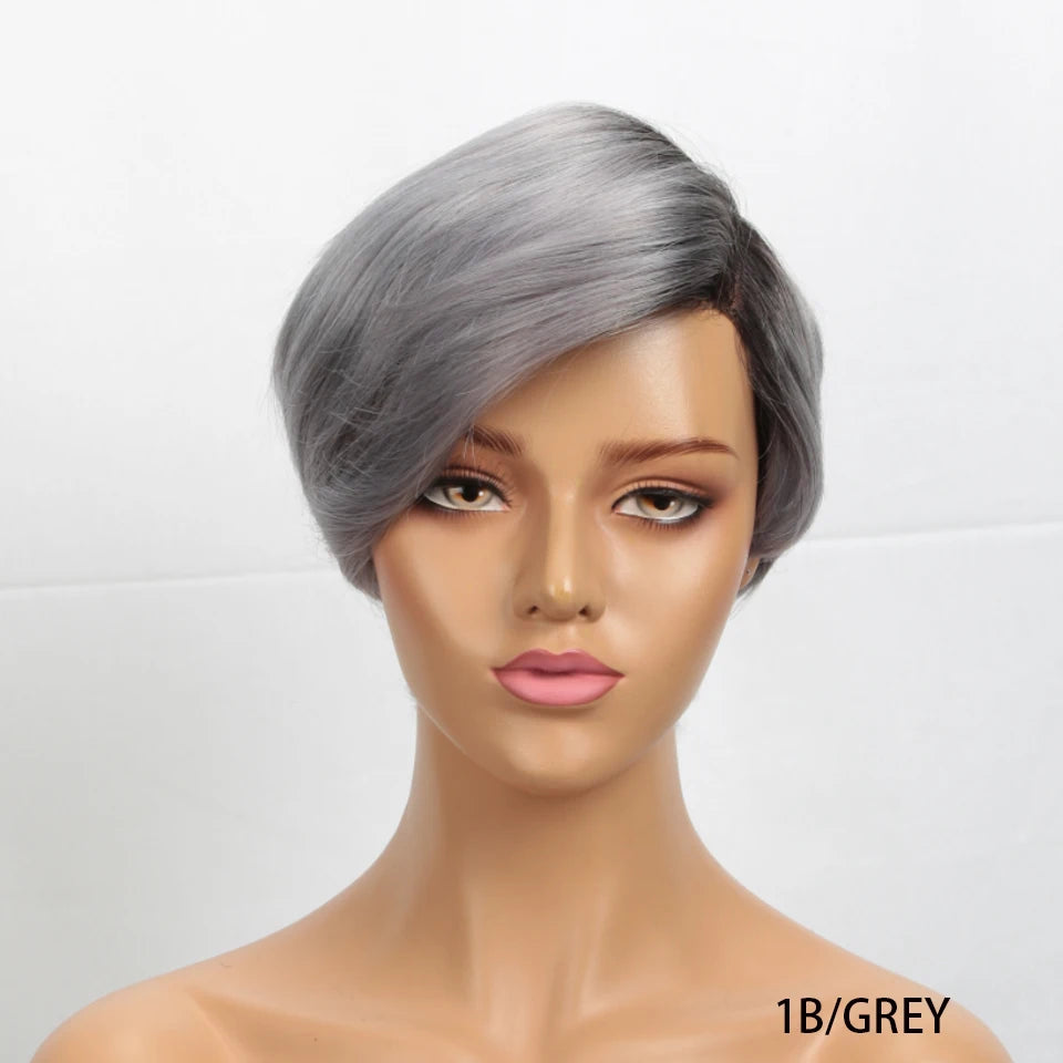 Short Pixie Straight Bob Human Hair L Lace Wigs For Women Brazilian Remy Hair Glueless Ombre 613 Colored Cheap Wigs