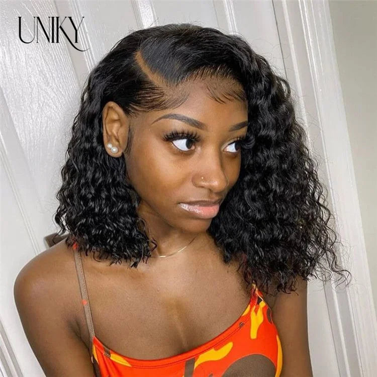 Short Bob Wig Lace Front Human Hair Wigs Deep Wave 13x4 Lace Frontal Wig Short Water Curly 4x4 Lace Closure Deep Curly Bob Wig