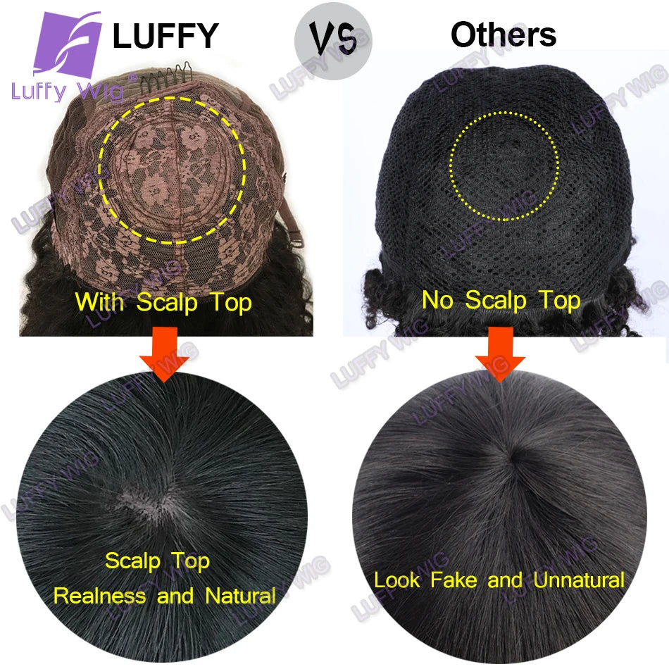 4B 4C Afro Kinky Curly Wig with Bangs Human Hair Full Machine Made Scalp Top Wig 200 Density Remy Brazilian Short Bob Curly Wigs