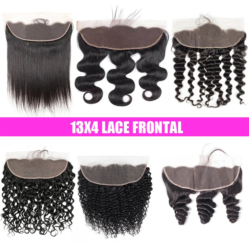13x4 HD Transparent Lace Frontal 100% Human Hair Pre plucked Bleached Knots Natural Hair Line With Baby Hair 4x4 Lace Closure