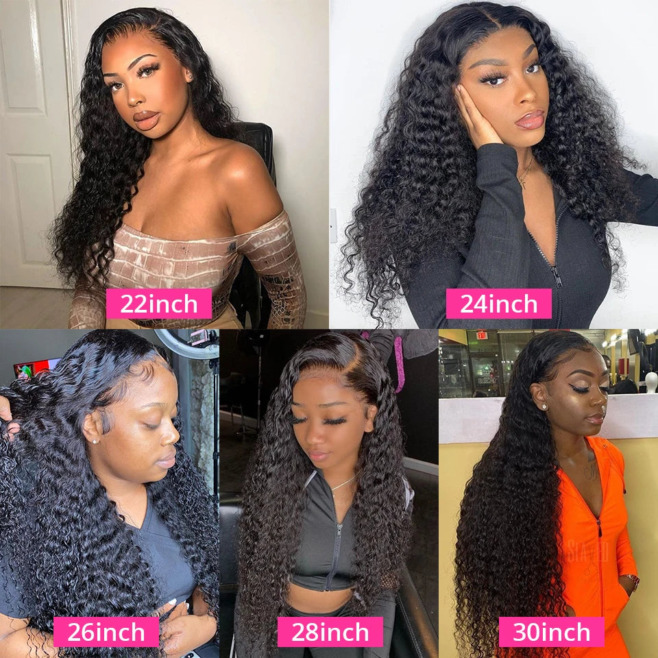 Nicelight Water Wave Transparent 13x6 Lace Frontal Wigs 30 Inch Brazilian Remy Pre Plucked Human Hair Wigs Curly Lace Front Wig