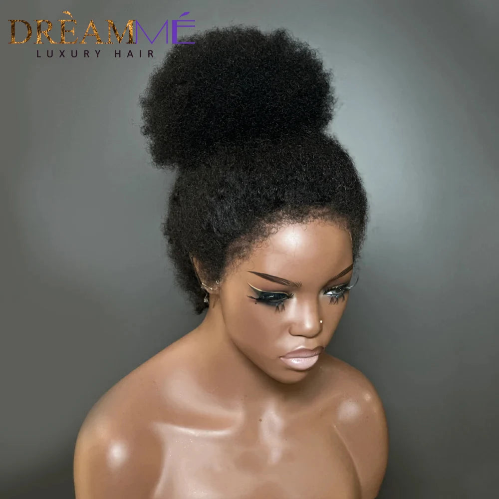 Afro Curly 360 Lace Wigs For Women Peruvian Remy Human Hair Kinky Curly 13x4 Lace Front Human Hair Wigs With 4c Kinky Hairline