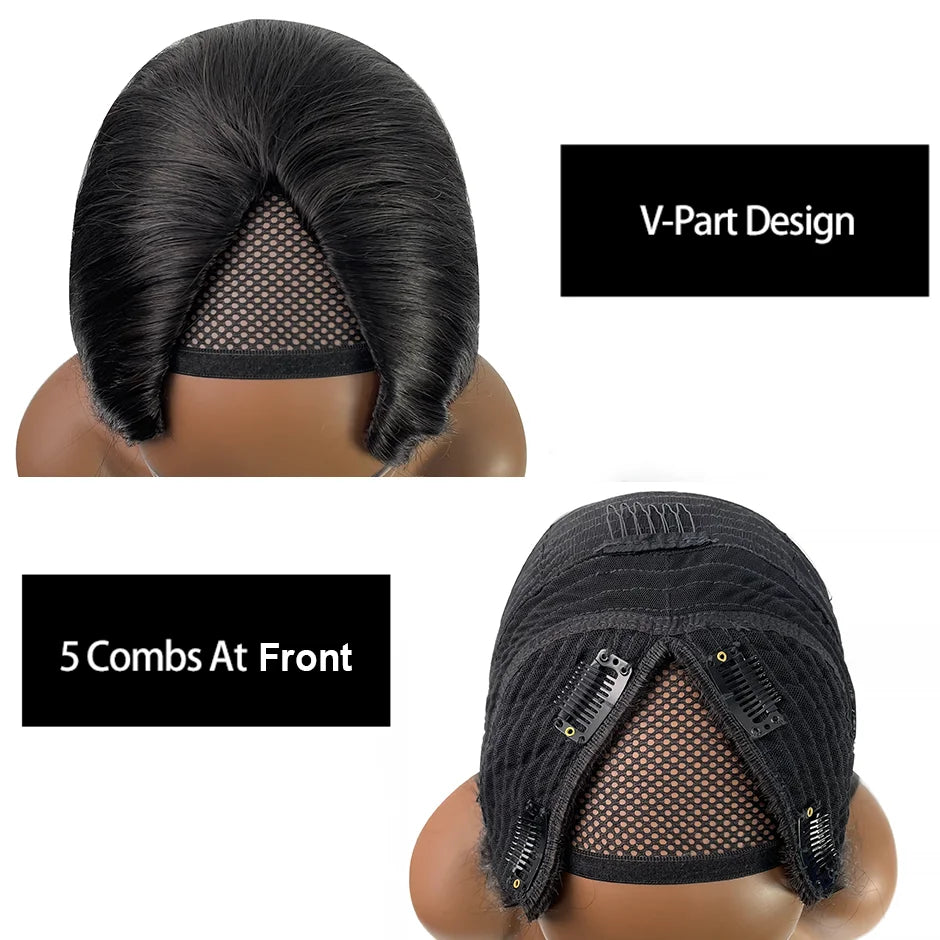 Kinky Curly V Part Wig 100% Human Hair 4C Afro Curly V Part Human Hair Wigs for Women Brazilian Deep Wave Thin Part Wig on Sale