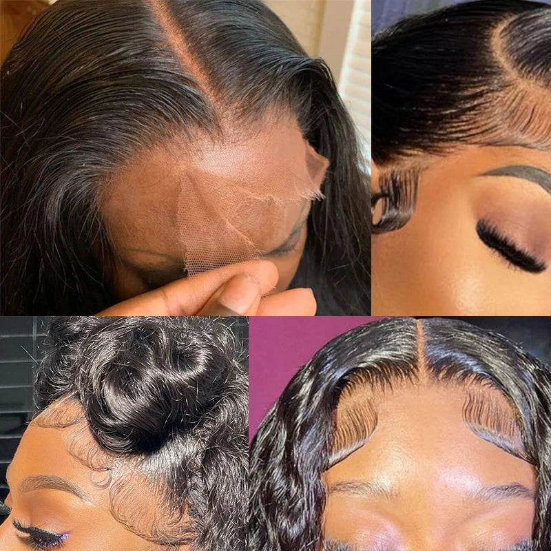 13x4 HD Transparent Lace Frontal 100% Human Hair Pre plucked Bleached Knots Natural Hair Line With Baby Hair 4x4 Lace Closure