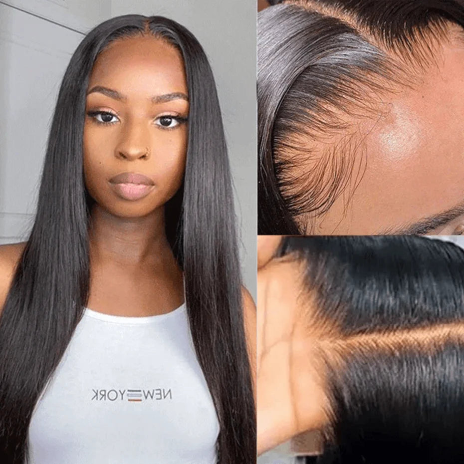 360 Transparent Lace Frontal Wigs Pre Plucked Brazilian Remy Straight 13X4 Lace Front Human Hair Wigs For Black Women Bling Hair