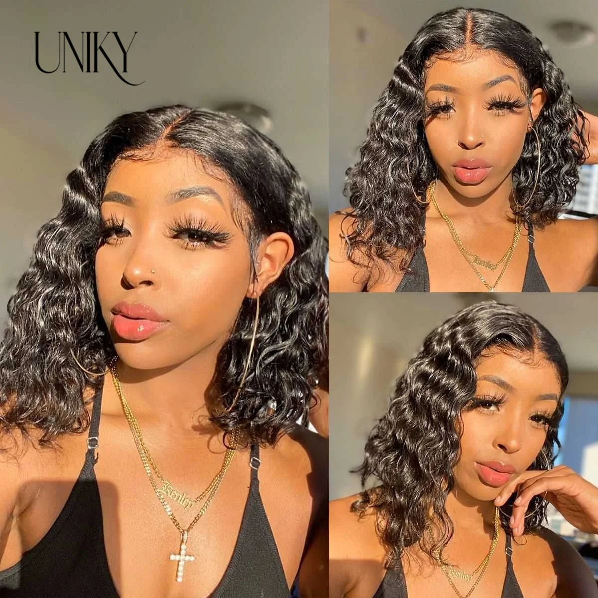 Short Bob Wig Lace Front Human Hair Wigs Deep Wave 13x4 Lace Frontal Wig Short Water Curly 4x4 Lace Closure Deep Curly Bob Wig