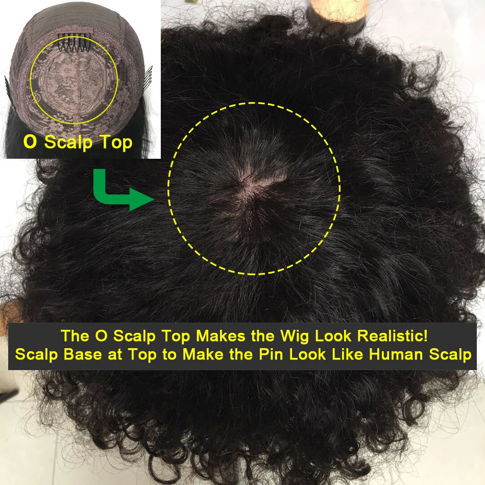 4B 4C Afro Kinky Curly Wig with Bangs Human Hair Full Machine Made Scalp Top Wig 200 Density Remy Brazilian Short Bob Curly Wigs