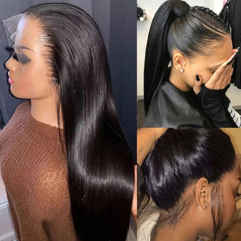 360 Transparent Lace Frontal Wigs Pre Plucked Brazilian Remy Straight 13X4 Lace Front Human Hair Wigs For Black Women Bling Hair