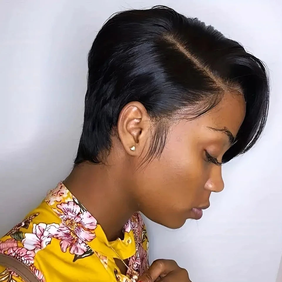 Short Pixie Straight Bob Human Hair L Lace Wigs For Women Brazilian Remy Hair Glueless Ombre 613 Colored Cheap Wigs