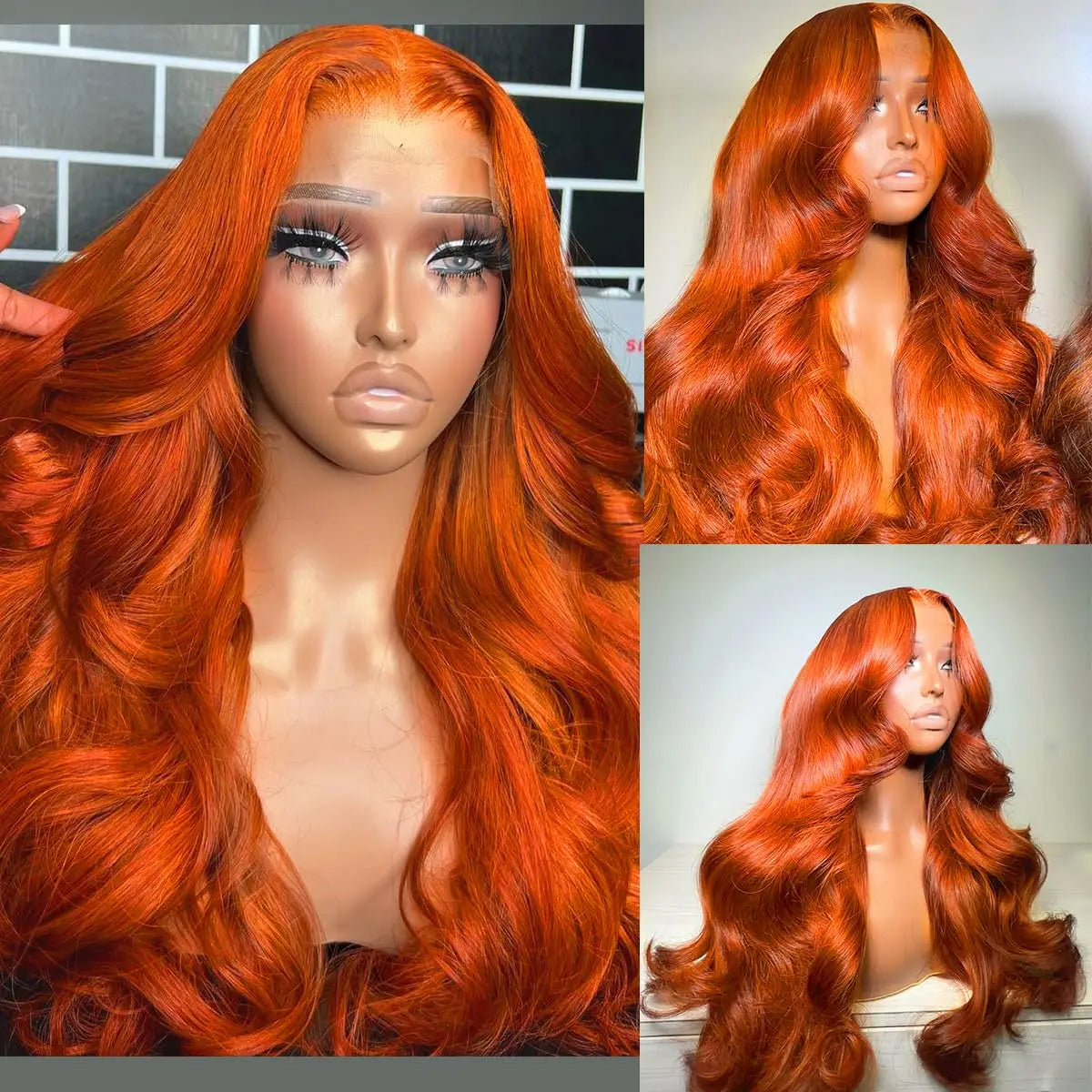 Ginger Orange 13x6 HD Lace Front Wigs Human Hair Bone Body Wave 13x4 Human Hair Lace Frontal Wigs Transparent Lace Wig For Women