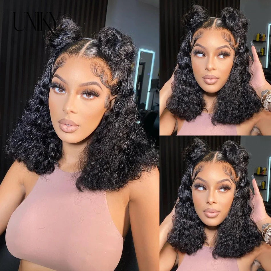 Short Bob Wig Lace Front Human Hair Wigs Deep Wave 13x4 Lace Frontal Wig Short Water Curly 4x4 Lace Closure Deep Curly Bob Wig