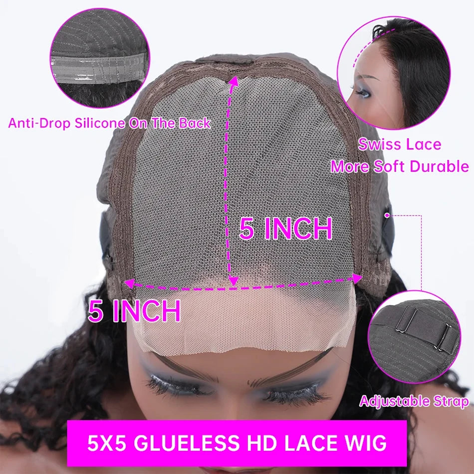 5X5 Closure Bob Short Wig Human Hair Bone Straight Preplucked 13X4 13X6 HD Transparent Frontal Lace Wigs For Women 250%