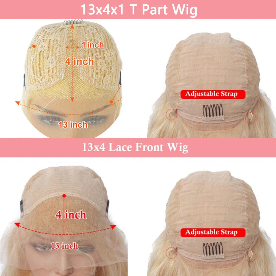Ombre Honey Blonde 13X4 Lace Front Wig Remy Human Hair Preplucked 613 Brown Colored Short Wavy Transparent Lace Frontal Wigs
