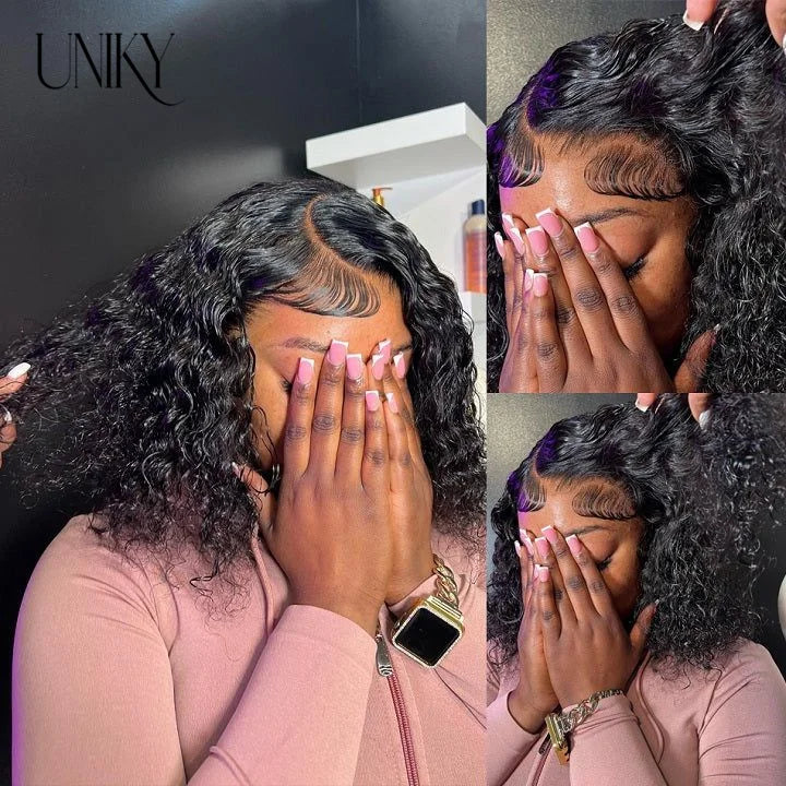 Short Bob Wig Lace Front Human Hair Wigs Deep Wave 13x4 Lace Frontal Wig Short Water Curly 4x4 Lace Closure Deep Curly Bob Wig