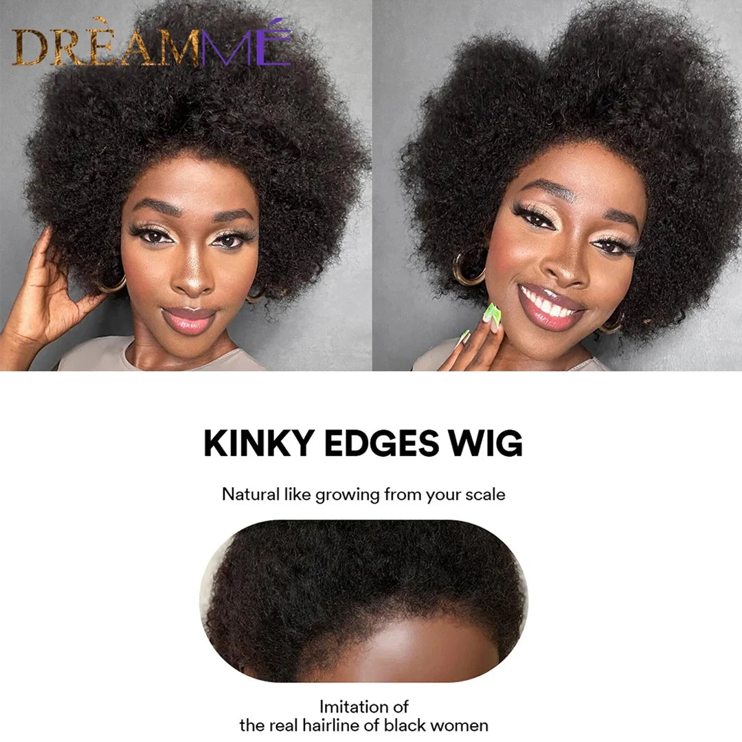 Afro Curly 360 Lace Wigs For Women Peruvian Remy Human Hair Kinky Curly 13x4 Lace Front Human Hair Wigs With 4c Kinky Hairline