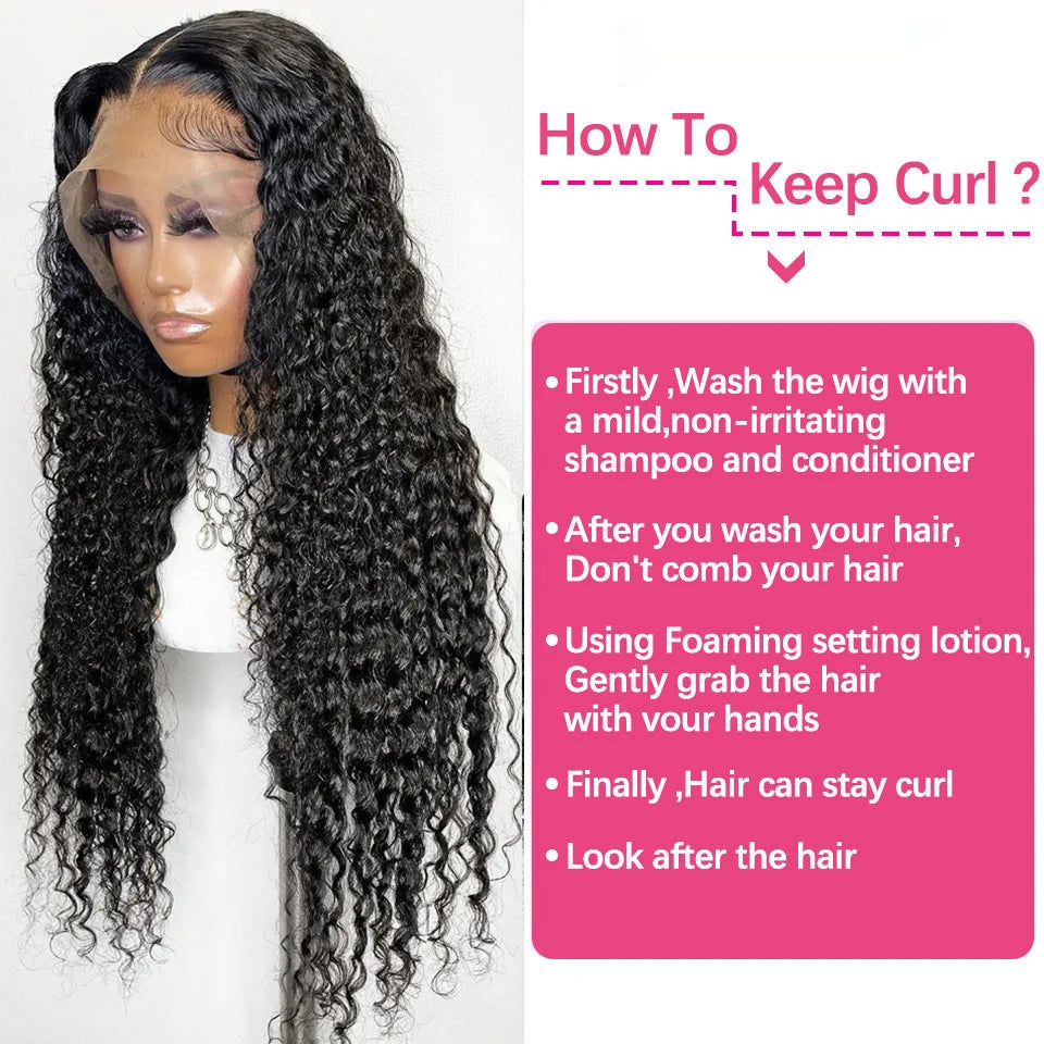 Nicelight Water Wave Transparent 13x6 Lace Frontal Wigs 30 Inch Brazilian Remy Pre Plucked Human Hair Wigs Curly Lace Front Wig