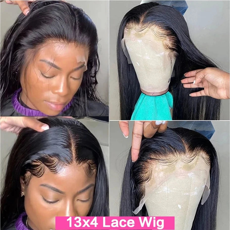 360 Transparent Lace Frontal Wigs Pre Plucked Brazilian Remy Straight 13X4 Lace Front Human Hair Wigs For Black Women Bling Hair