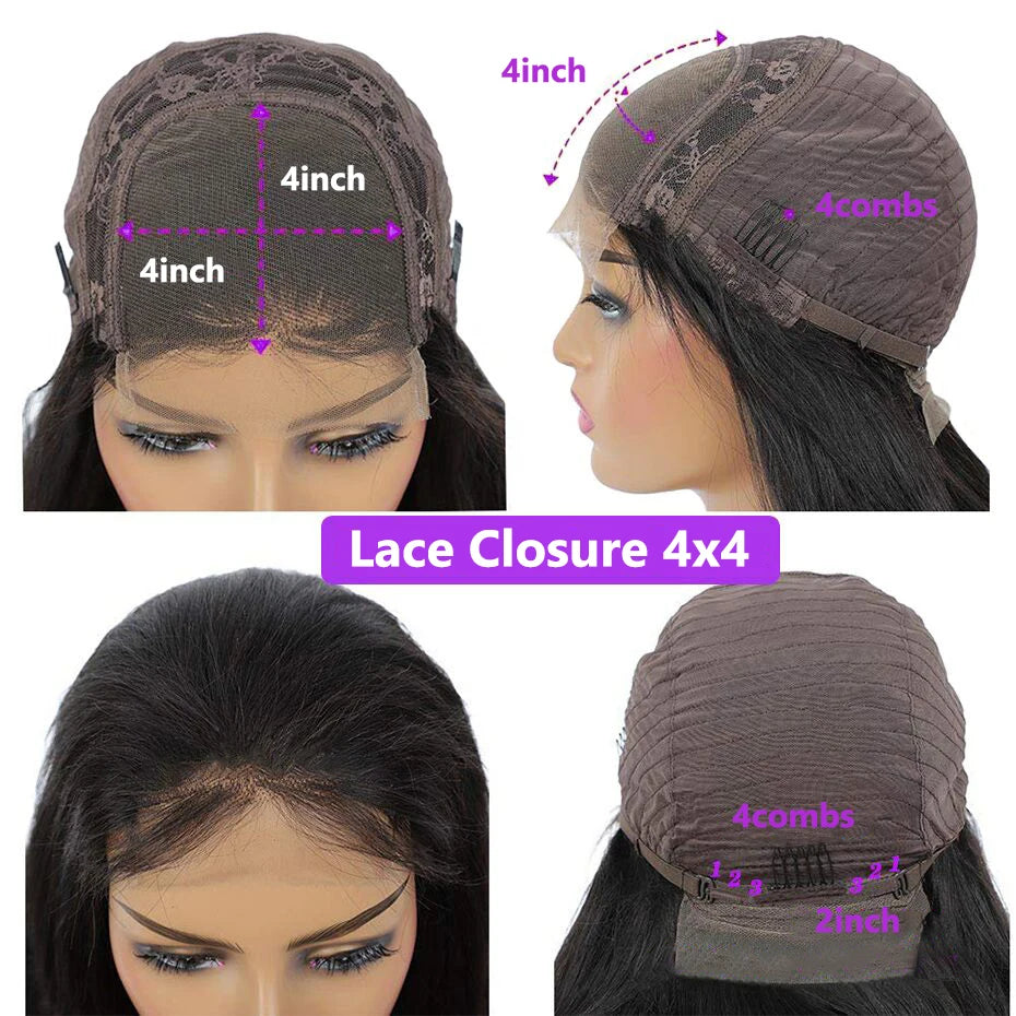 360 Transparent Lace Frontal Wigs Pre Plucked Brazilian Remy Straight 13X4 Lace Front Human Hair Wigs For Black Women Bling Hair
