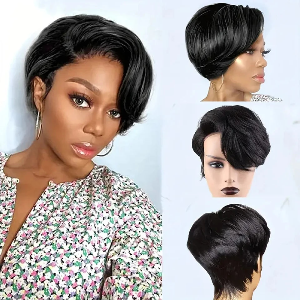 Short Pixie Straight Bob Human Hair L Lace Wigs For Women Brazilian Remy Hair Glueless Ombre 613 Colored Cheap Wigs