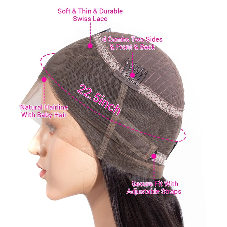 360 Transparent Lace Frontal Wigs Pre Plucked Brazilian Remy Straight 13X4 Lace Front Human Hair Wigs For Black Women Bling Hair