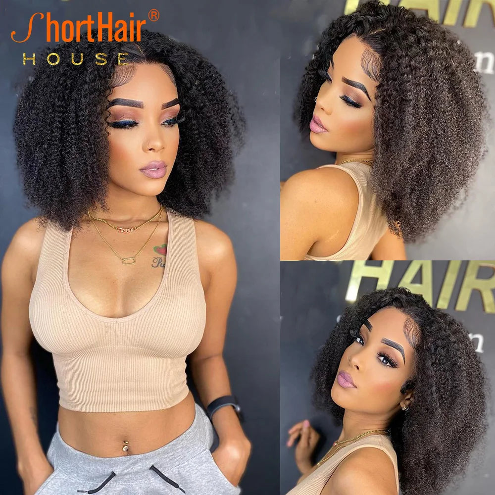 Afro Kinky Curly Human Hair Brazilian 4x4 5x5 HD Lace Closure Human Hair 13x4Transparent Lace Frontal 130Density Hair Extensions