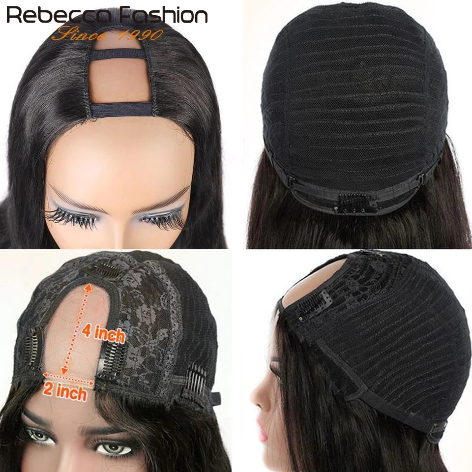 Rebecca Straight Hair U Part Human Hair Wigs For Women Natural Black Brown Brazilian Straight Human Hair V Part Wigs U Shape Wig