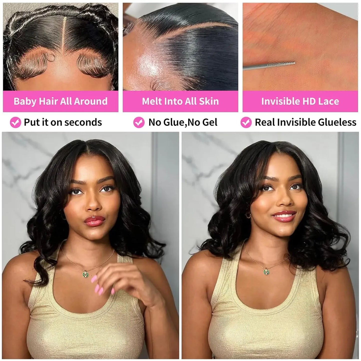 Brazilian Hair 13x4 Transparent Lace Frontal Body Wave Bob Wig 100% Virgin Human Hair Wig 4x4 Lace Closure Bob Wig Natural Color
